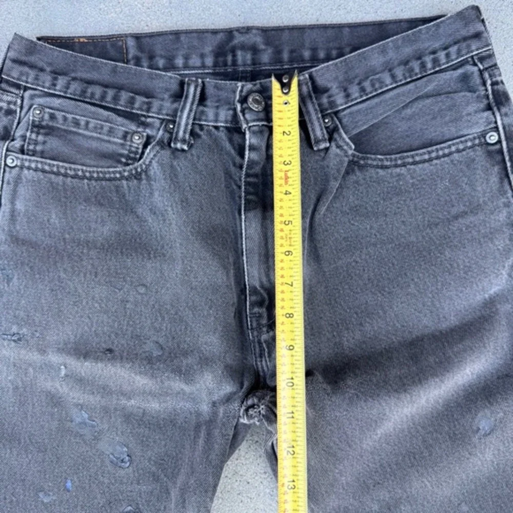 Levis 505 Mens Jeans 34x34 Faded Black Distressed Button Fly‎
